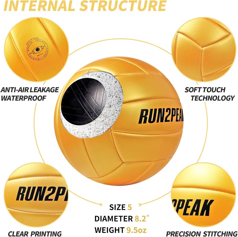 RUN2PEAK Soft Volleyball Ball Official Size 5 Volleyballs for Indoor Outdoor Beach Pool Game Play for Youth Teen Team Beginners Professional PU Leather Training Practice Volley Balls - Image 5